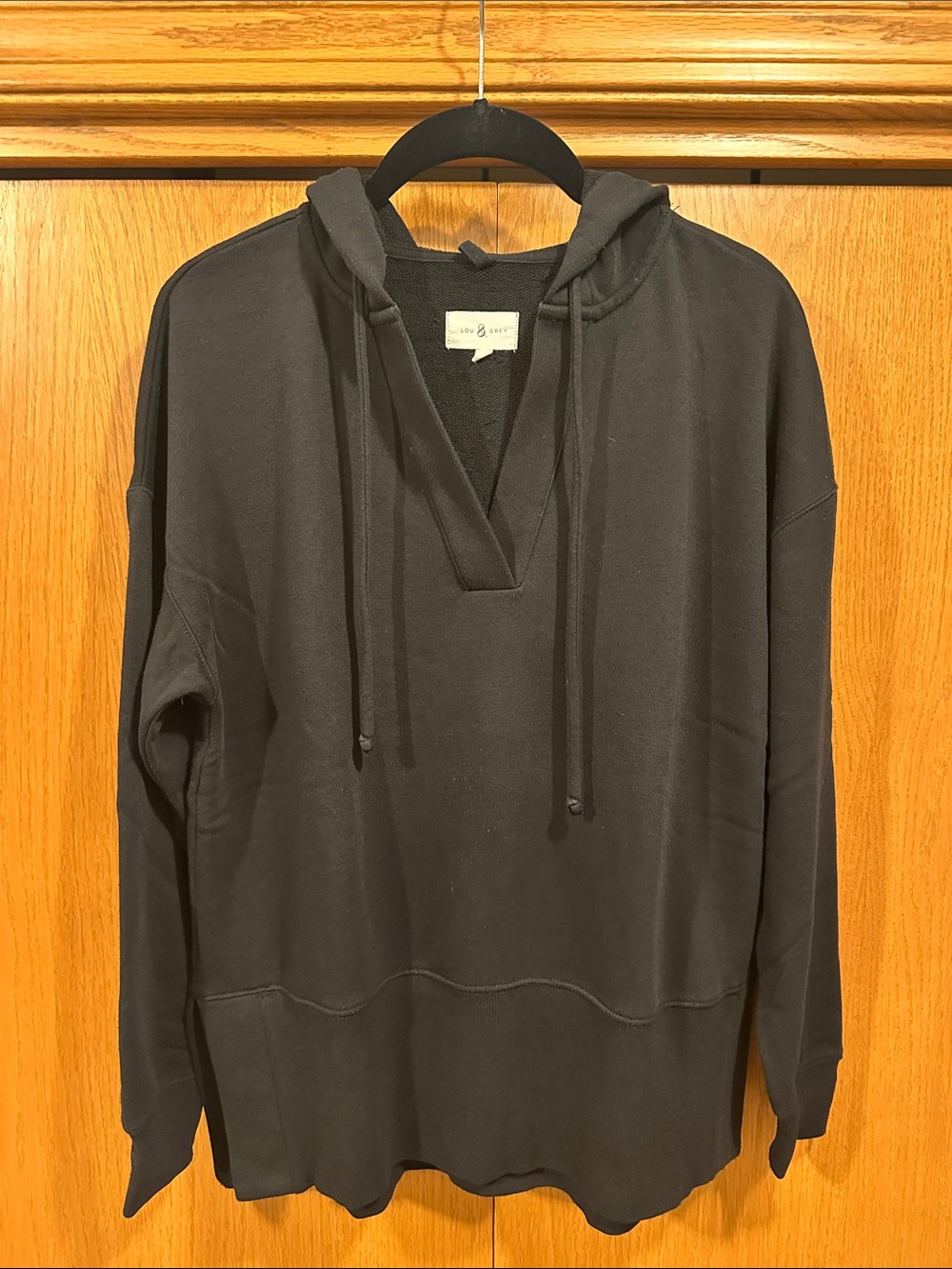 Lou & Grey Black Hooded Pullover Shirt XS